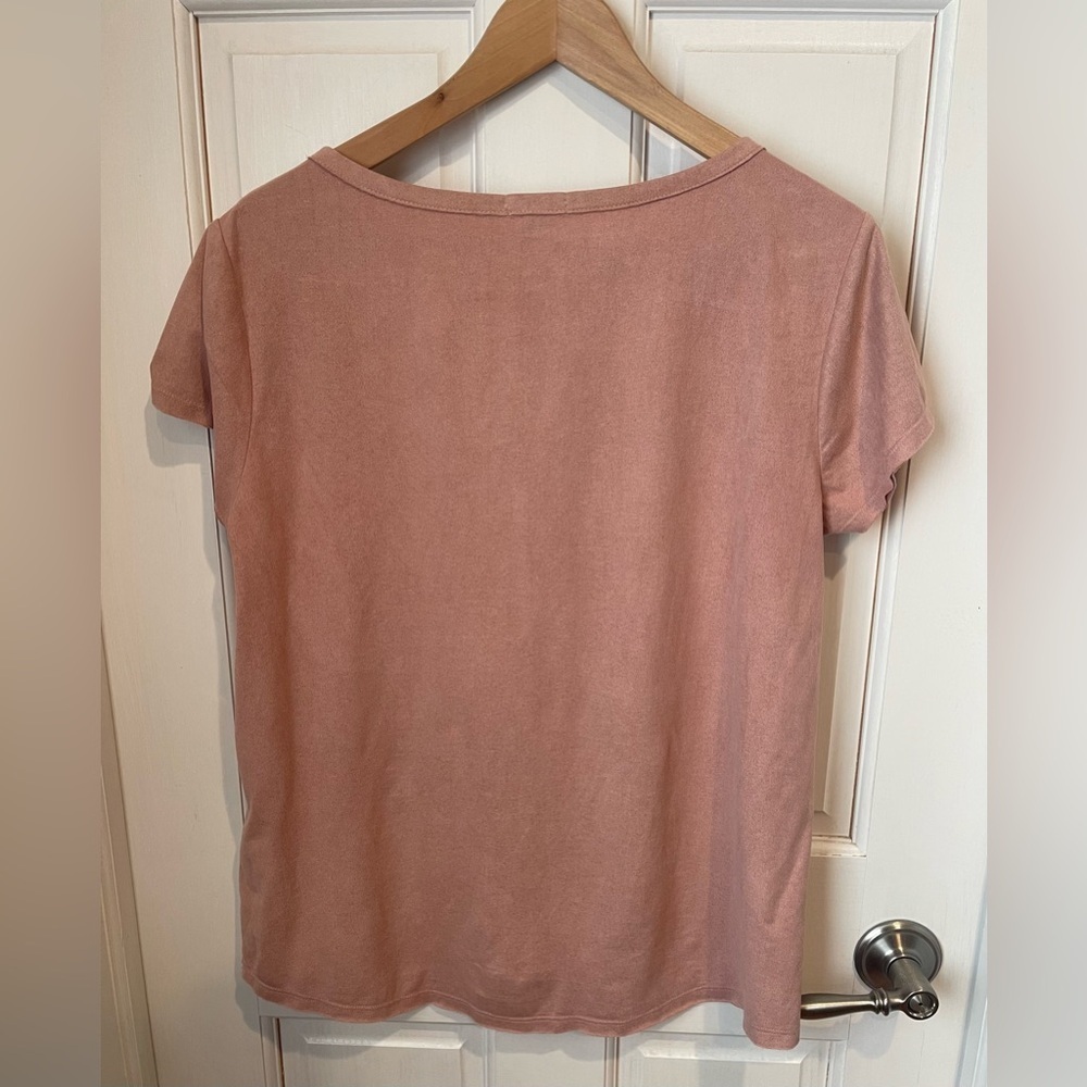 Dylan Blush Pink Blouse Suede Like Material M - Picture 3 of 5